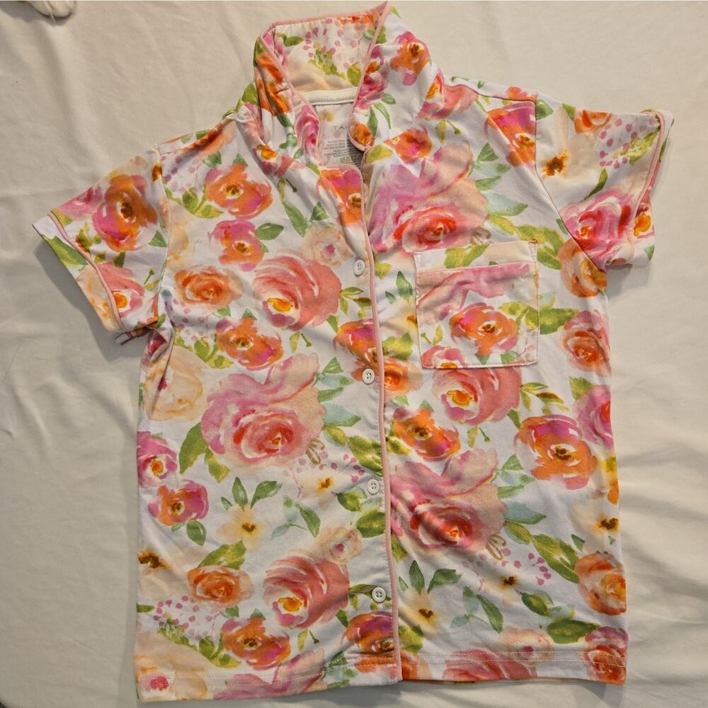 Tahari Girls Pajama Shirt Floral Pink